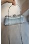 Women's Silver Laser Fabric Metal Handle Special Design Stylish Special Occasion Evening Dress Portfolio Clutch Bag with Extra Chain Strap - 4