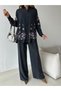 Women's Denim Fabric Front and Sleeves with Stone Embellishments Stylish Set