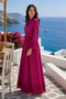 - Berry Pink Embroidered Belted Modest Maxi Dress - 3
