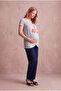 Maternity White Viscose Crew Neck Short Sleeve Front Pleated Asymmetrical Breastfeeding Blouse Rabitha - 4