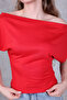Women's Asymmetrical Boat Neck Off Shoulder Blouse - 3