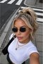 Loanse Uv400 Protection Cat Eye Cutting Glass Black Women's Sunglasses - 2