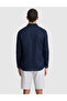 Navy Blue Breathable 100% Linen Regular Fit Long Sleeve Shirt 50320945-Vr033 - 5