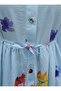 Floral Patterned Long Policoton Dress - Baby Blue - 3