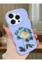 iPhone 15 Pro Max Compatible Case with Camera Protection Blue Silicone Couple Phone Case with Floral Pattern