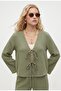 Women's Katty 100% Cotton Tie-Waist Elastic Waist Muslin Bottom Top Khaki Set - 2