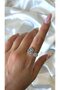 Women's Silver Color Baguette and Round Stone Adjustable Ring