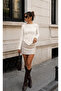 Women's Boat Neck Long Sleeve Blouse with Ruched Sides and Asymmetrical Front Cut