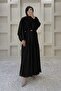 Layered Detailed Chiffon Dress Black