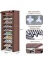 9-Tier Foldable Shoe Rack with Cover – 25-Pair Brown Shoe Organizer, 157x59x28cm Space Saving Storage Shelf for Home - 4