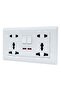 Universal Double Wall Socket with Switches, 2-Outlet Power Point, White - 4