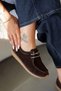Casper Women's Lace-Up Genuine Suede Leather Casual Shoes Brown