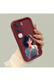 Vivo Y21D Compatible Case Camera Protector Burgundy Silicone Couple Phone Case Girl Pattern - 3