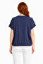 Women's Navy Blue Basic Round Neck Lace-Up Cotton T-Shirt - 2