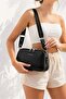 Women's Hand and Shoulder Bag with Double Zipper, Multi-Compartment, Cross Strap, Black - 2