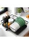 Black Stainless Steel Dish Drying Rack With Cutlery Holder Kitchen Organizer