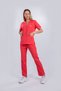 Zarf Collar Doctor Nurse Uniform with Removable Sleeves Soft Lycra Scrubs Coral Color - 2