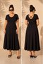 Women's Plus Size Back Cross Detail U-Neck Short Sleeve Flared Long Modal Stretchy Dress
