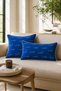 Sardine White Piping Blue Throw Pillow Cover - 4