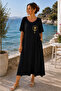 Elegant Women's Viscose Floral Patterned Back Detailed Ethnic Plus Size Dress