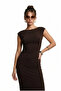 Drawstring Stretchy Polyamide Dress Lub0383 Brown - 3