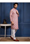 Mens Printed Cotton Kurta Set with All Over Thread Work - 4