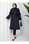 Cape-Covered Buttoned Belted Hijab Trench Coat Rc3142 - 4