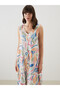Trendlucky with Difference V-Neck Patterned A-Line Women's Dress - 2
