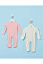 Baby White And Pink Jacquard 2 Pieces Sleepsuit Set - 5