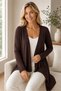 Women's Long Sleeve Asymmetrical Cut Draped Loose Comfortable Fit Stylish Brown Cardigan - 2