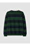 Green Polo Collar Striped Boys' Sweatshirt - 3