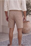 Men's Beige Muslin Fabric Look Woven Shorts Summer Efil Efil with Back Pockets - 5
