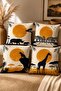 African Sunset Patterned 4-Piece Throw Pillow Cover Set
