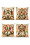 Drawing Flowers Patterned 4-Piece Throw Pillow Cover Set - 3