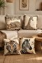 Drawing African Animals Patterned 4-Piece Throw Pillow Cover Set - 2