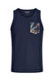 Men's Navy Blue Jjhonolulu Pocket Aop Tanktop Sl Undershirt - 3