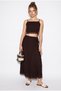 Women's Bitter Brown Linen Lace Detailed Strappy Crop Blouse Tie-Up Pareo Skirt Set 1099 60286433 - 4