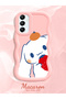 Samsung Galaxy A24 Compatible Case Camera Protector Pink Silicone Couple Phone Case Stripe Pattern - 2