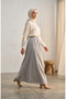 Viscose Fabric Elastic Waist Striped Skirt 0348-11 Navy Blue - 2