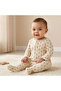 Printed Sleepsuit with Long Sleeves and Zip Closure