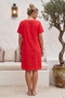 Pomegranate Flower Lace Collar Short Sleeve Lined Skirt Embroidered Casual Cotton Woven Dress 102 55 - 7
