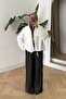 Women's Lapel Button Detailed Double Pocket Linen Shirt Detail Jacket White - 3