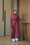 Women's Back Zipper Detail Waist Tie Long Tunic Burgundy - 4