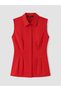 Red Pleated Waist-Fitted Women's Shirt - 7