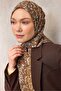 Cotton Polyester Soft Scarf Mustard Tone Floral Patterned Non-Slip Textured 90X90 - 4