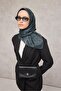 Cotton Polyester Soft Scarf Geometric Pattern Smoky Black 90X90 - 3