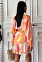 Women's Clothing Multi Patterned Modal Long Sleeve V-Neck Set - 4