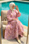 Women's Colorful Garden Patterned Hijab Dress (Unlined) - 5