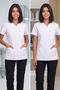 Women's Envelope Collar Short Sleeve Single Top White Alpaca Fabric Doctor, Nurse and Hospital Uniform - 7