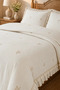 Bella Home Perla Double Embroidered Bedspread Set - 240X260 cm - with Pvc Bag - Daily and Dowry Use - Beige - 3